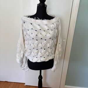 Free People Elegant White Knit Sweater